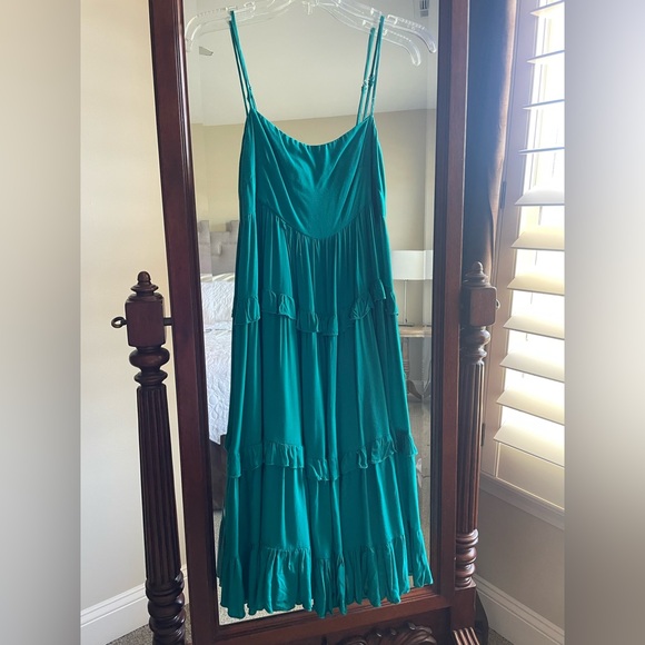 Dresses & Skirts - Teal Tiered Spaghetti Strap Dress